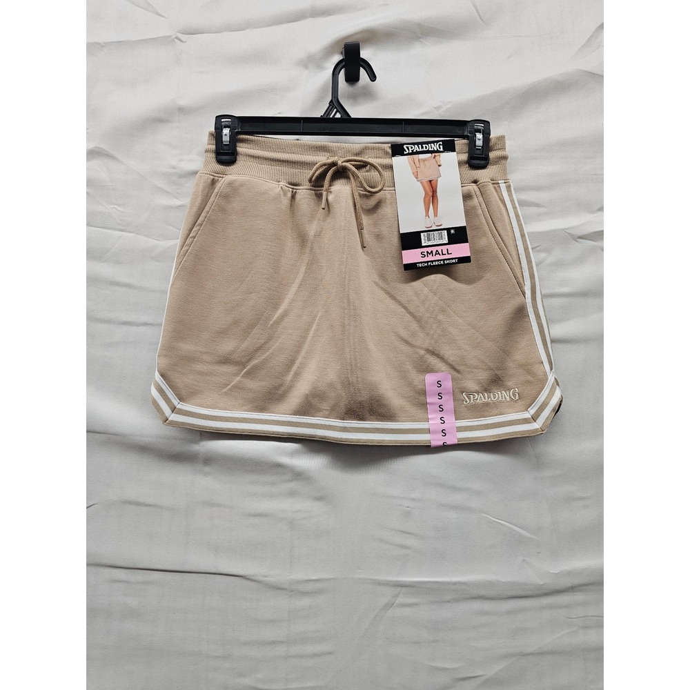 Spalding Womens Tech Fleece Skort Taupe Tan Athletic Mini Skirt SJ50760AF26S S